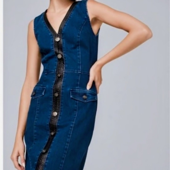 White House Black Market Dresses & Skirts - White House Black Market Denim Dress with Black Accents